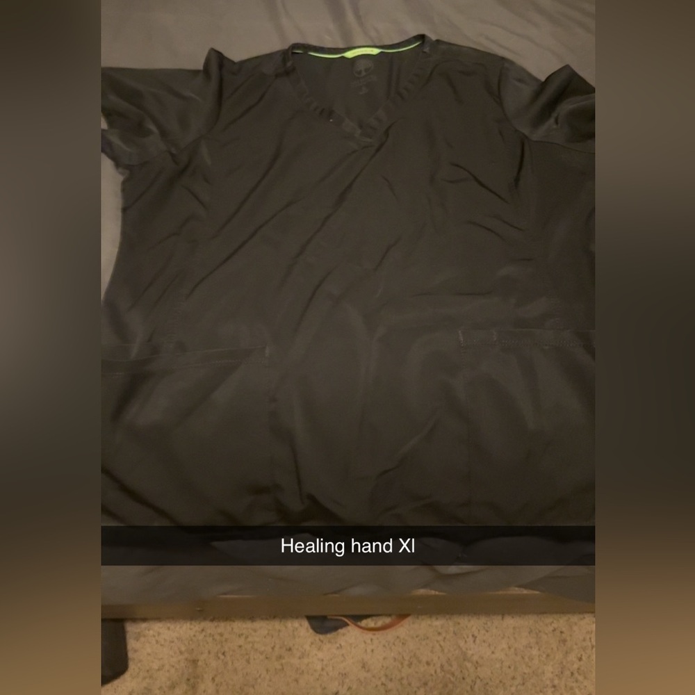 Healing Hands Black Scrub Top